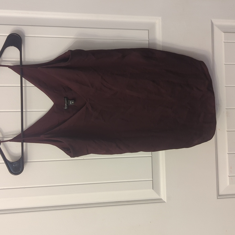 Express Wine Burgundy V-Neck Spaghetti Strap Tank Top